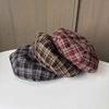 Cute and Sweet Literary Plaid Beret Children Spring and Autumn New Trendy Fashion Street Octagonal Hat Versatile Show Small Face