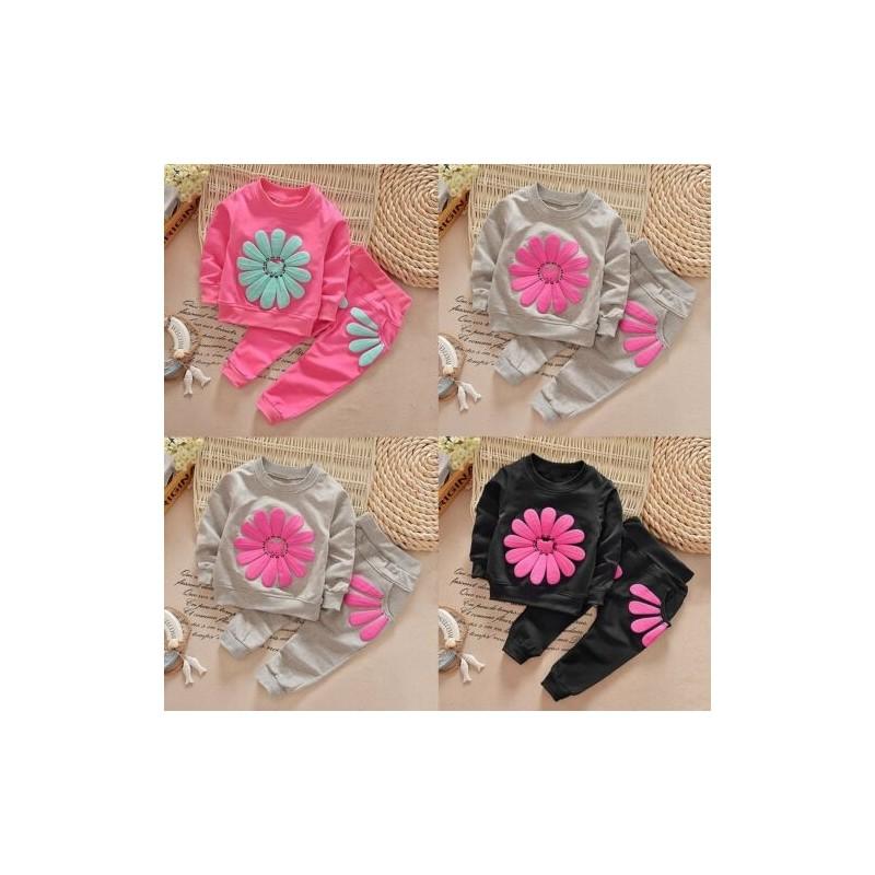 Entzückende Kleinkind Kinder Baby Mädchen Herbst Outfits mit gemütlichen T-Shirt Oberteilen und langen Hosen 2-teiliges Set