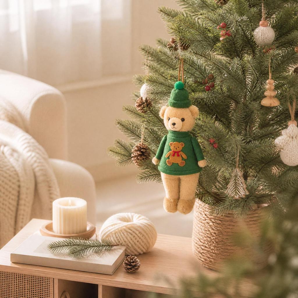 Cross-Border Christmas Decoration: Plush Teddy Bear Figurine Pendants and Ornaments