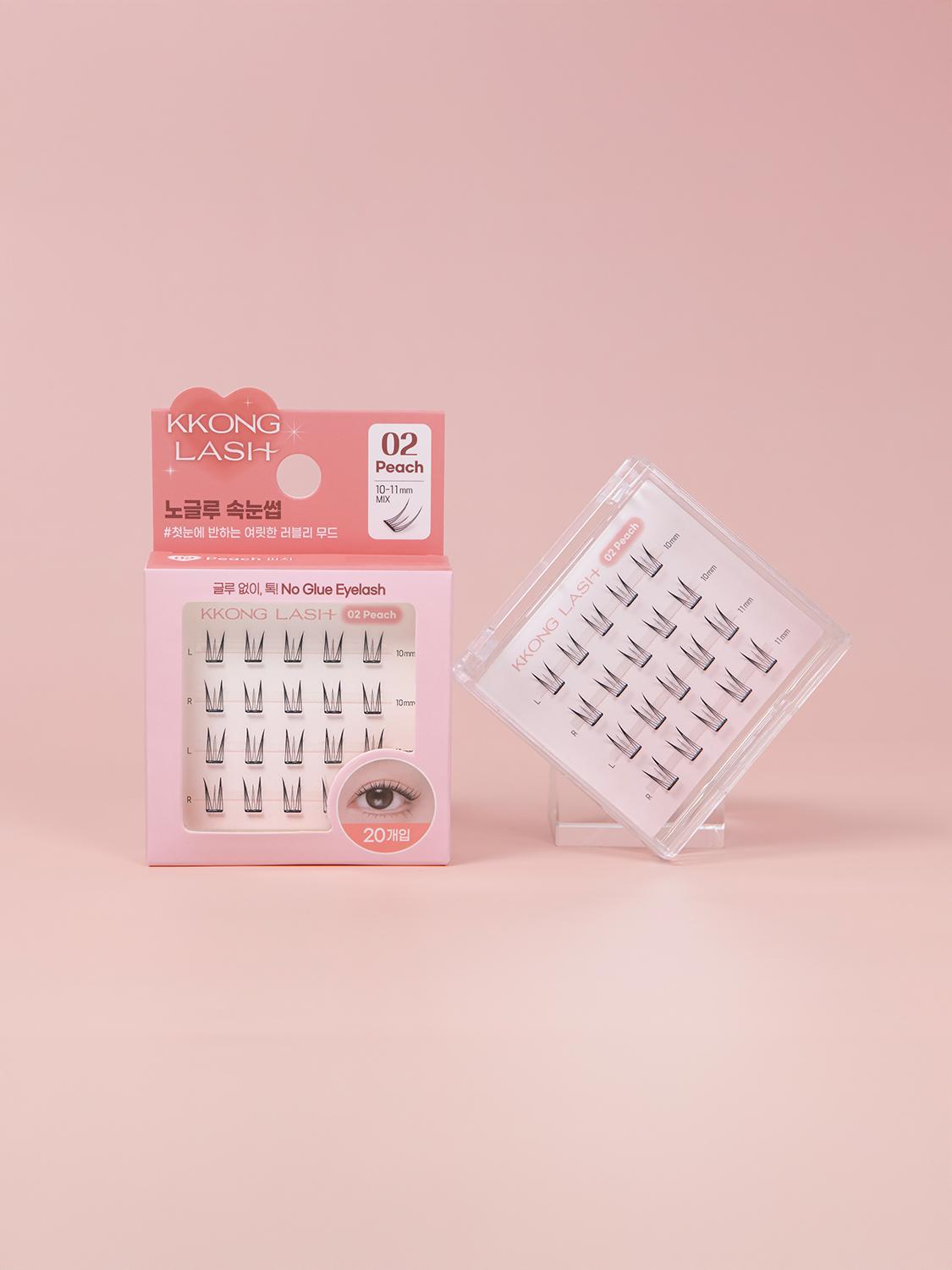 Kkong Lash No-Glue False Eyelashes - #2 Peach Style 1ea