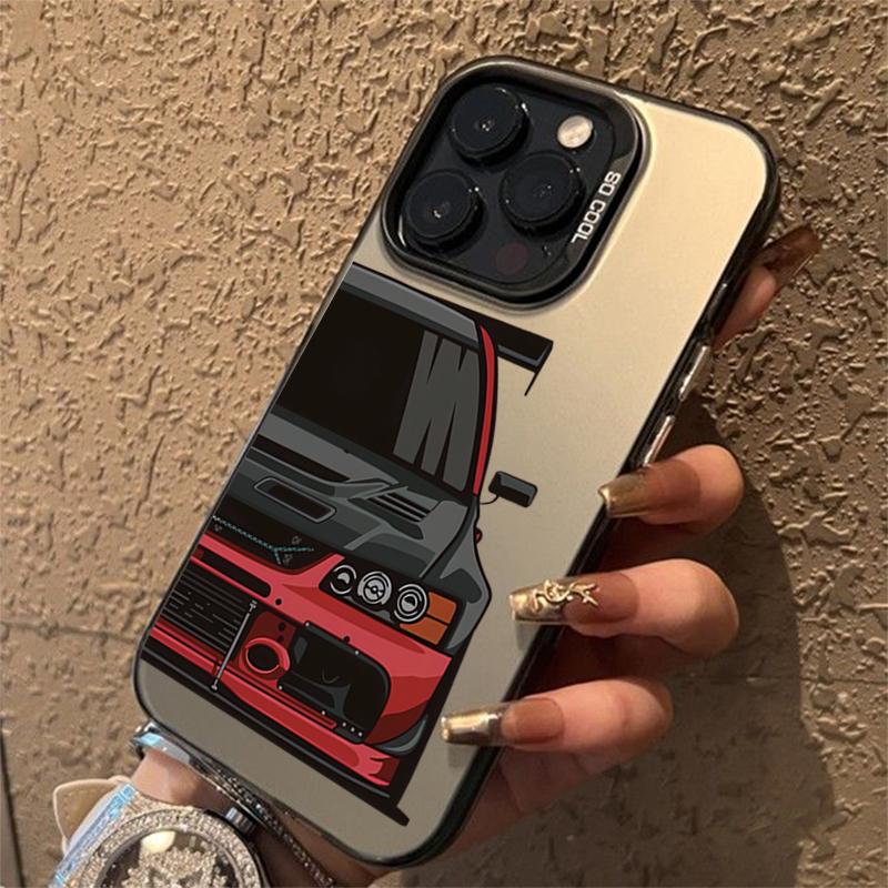 JDM Sports Cars Male Men Electroplate Silver IMD Case For iPhone 15 14 16 Pro Max 11 12 13 7 8 Plus 16E X Shockproof Hard Cover