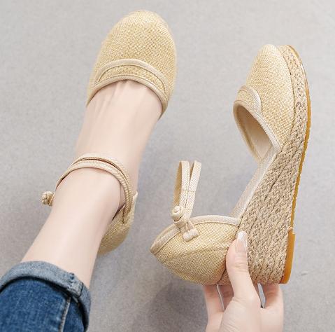 Heeled Sandals Women Wedges Espadrilles Summer Shoes Ladies Comfort Casual Closed Toe Sandal Pumps Heels Party Shoes Footwear