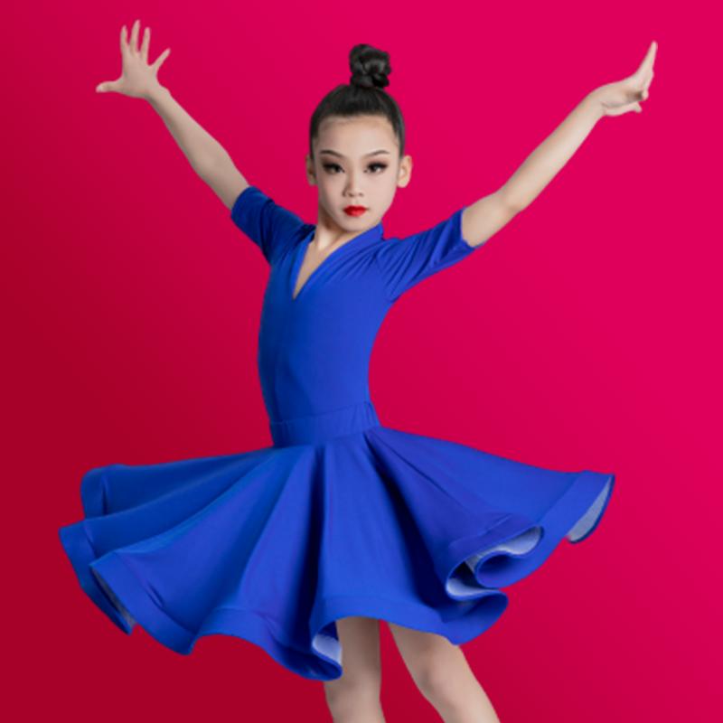 Girls Professional Latin Dancing Dress Kids Ballroom Salsa Dance Wear Clothing Children's Competitions Latin Stage Wear Clothes