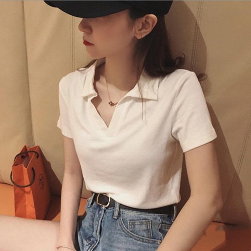 Women Sweet Spicy Slim Fit Contrast Color Short Sleeve Polo T Shirt