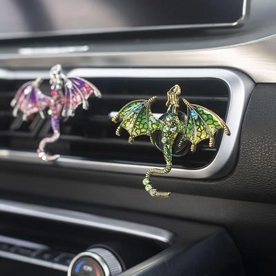 Clipe de purificador de ar para carro dragão fofo pequeno dragão voador clipe de ventilação difusor de carro clipe de saída de ventilação strass para carro
