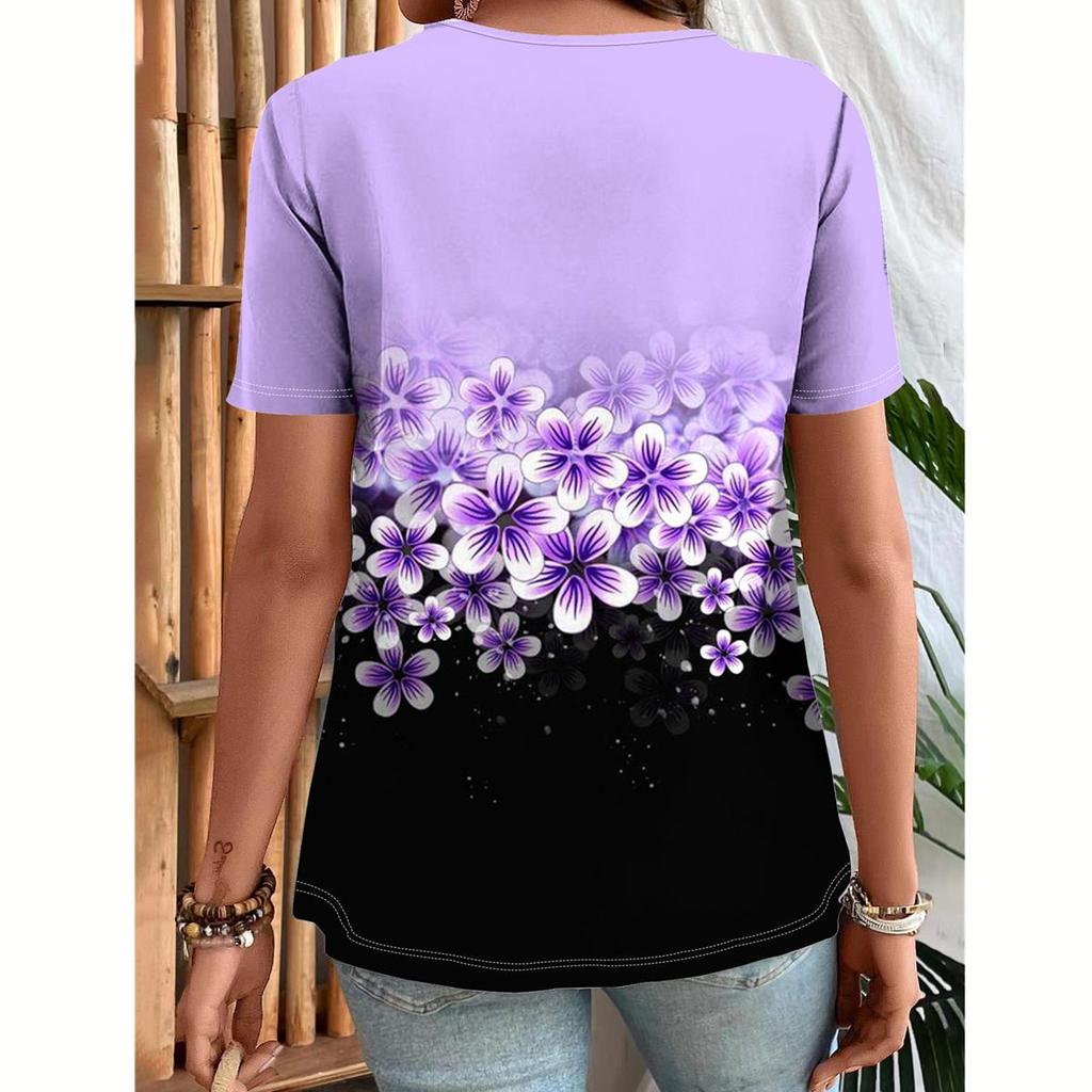 Women's Summer Fashion Zipper Short Sleeve Plus Size T-shirt