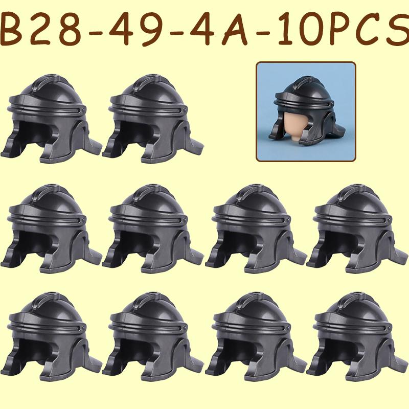 MOC Medieval Military Castle Soldier Figures Helmets Series Building Blocks Knights Accessories Warrior Hat  Bricks Toys Gifts