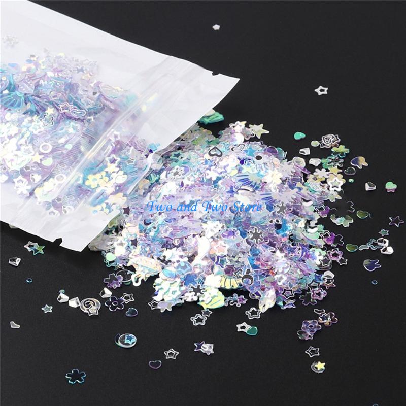 HX6F Resin Mold Filling Filler Art Stickers Decors Mixed PET Glitter Sequins Art Supplies Jewelry Making Materials