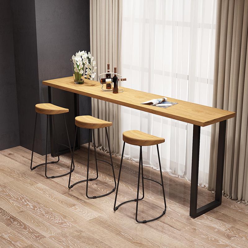 American Solid Wood High-Leg Bar Table and Chair Set for Milk Tea Shop and Coffee Bar