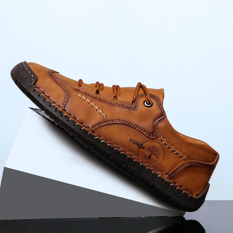 Hot Selling Men's Casual Leather Shoes - New Spring 2020, British Style, Versatile Low-Top Handmade Youth Footwear