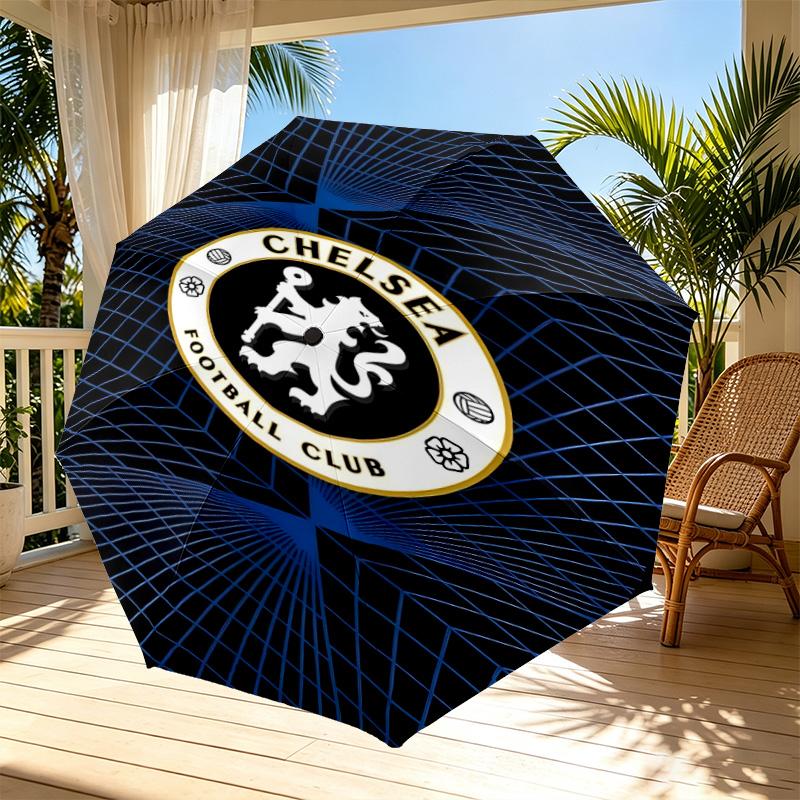 Football Club F.C Print Automatic Open Close Umbrella, Portable Foldable Umbrella, for Outdoor Commute Camping Trip, Ideal Birthday Gift