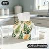 1pc Botanical Fern Tissue Box Holder - Watercolor Fern Suitable, Dining Room, Office & Decor, Flat Tissue Paper Holder with Fern Pattern, Polyester Fo