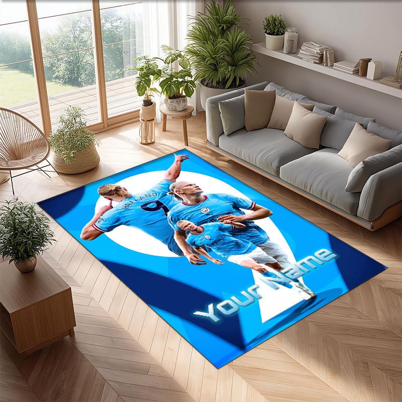 Erling Haaland Printed Crystal Velvet Rug Non‑Slip Crystal Velvet Carpet For Sofa Bedroom Indoor Home Decoration
