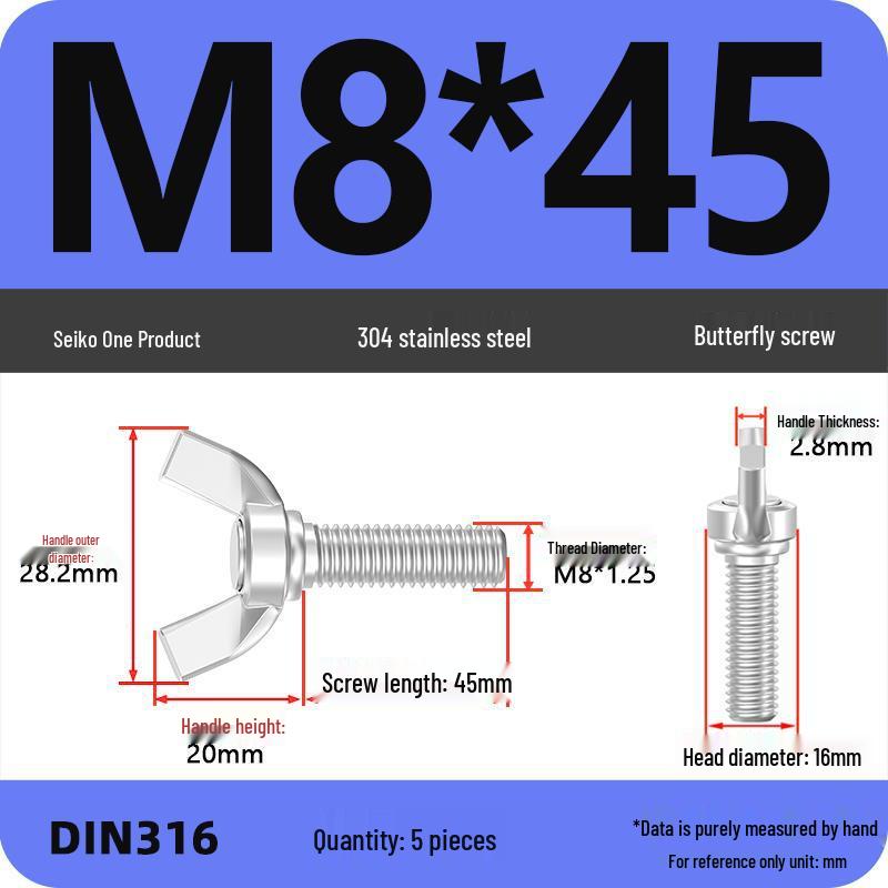 304 Stainless Steel Hand-Tightening Butterfly Weld Screws - Ram Horn M4 M5 M6 M8