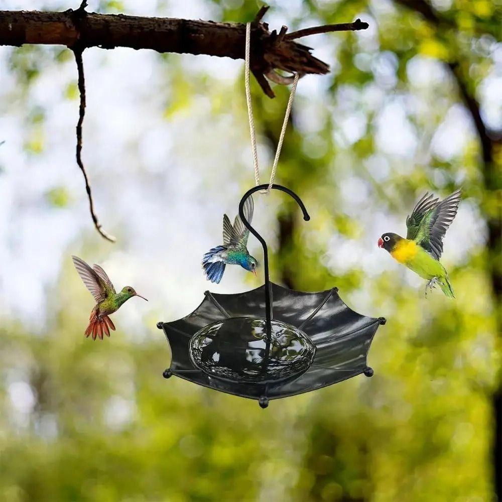 Umbrella Design Bird Feeding Tray Yard Decorations Bird Bath Feeder Hanging Bird Feeder  Backyard