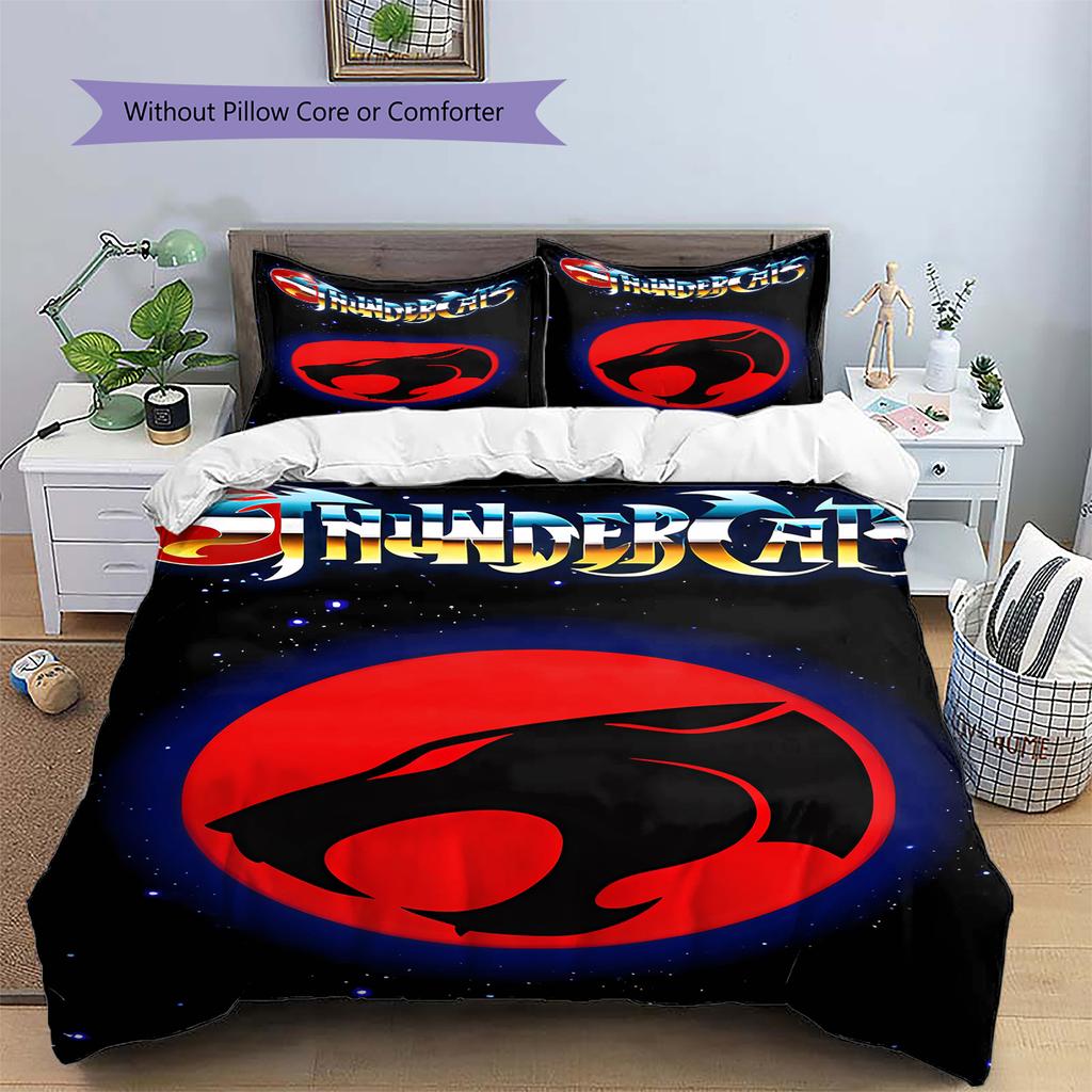 H260212ThunderCats Pattern Bedding,Quilt Set Quilt Cover Pillowcase Home Birthday Gift (1 * duvet cover + 2 * pillowcase, without core)
