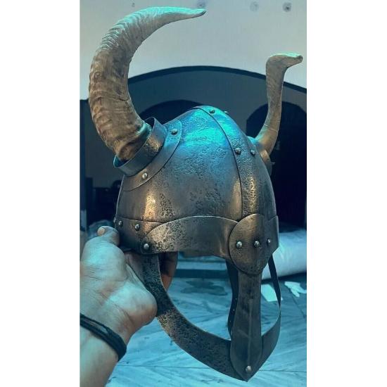 18 Gauge Steel Medieval Knight Fantasy Horned Viking Helmet Halloween Costume