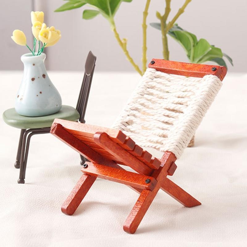 Doll House Zakka Chair Model Realistic Dollhouses Folding Chair Realistic Play Chair Realistic 1:12 Model Mini Size Toy