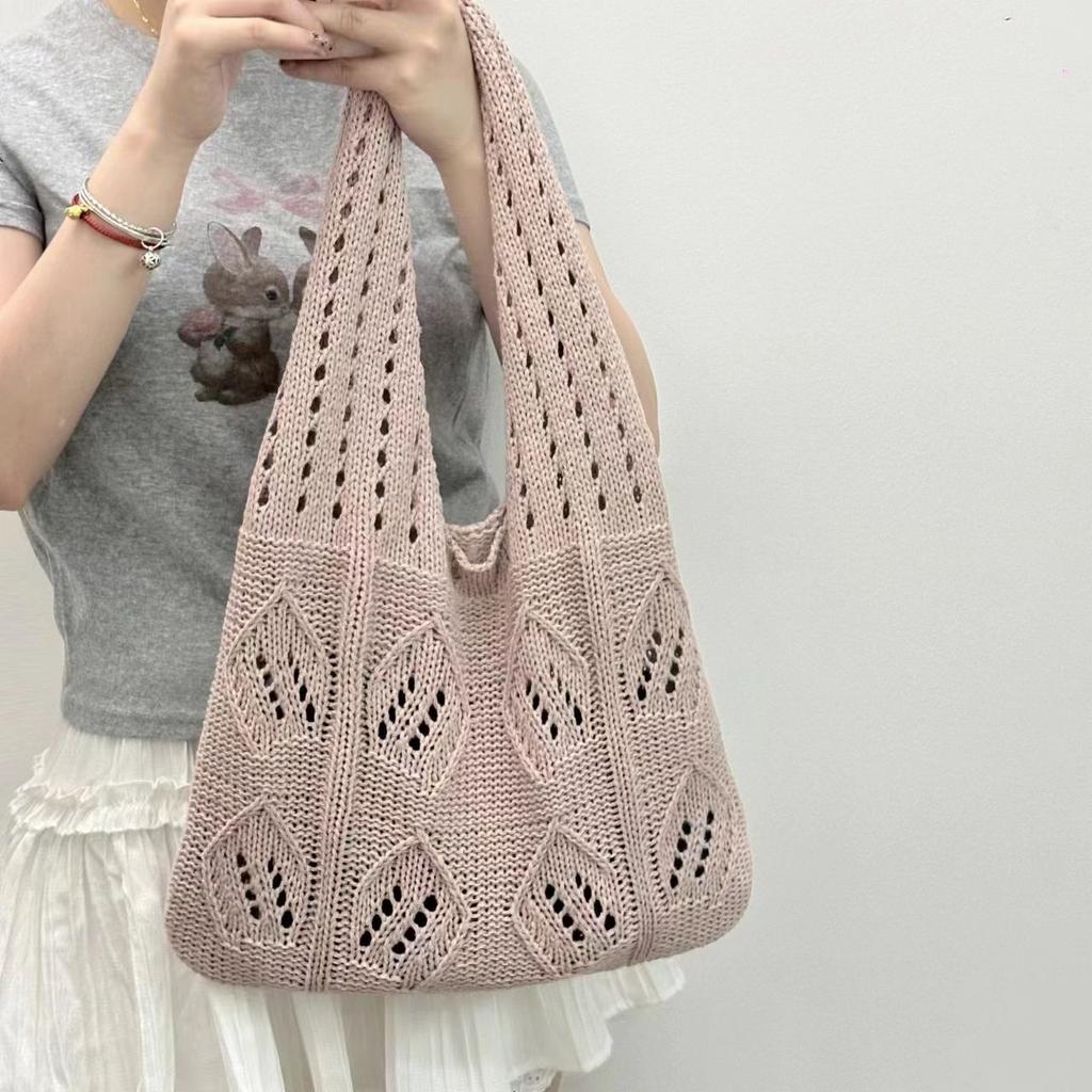 Hollow Out Knitted Woven Women's Bag Summer Vacation Casual Yarn Bag Large Capacity Underarm Versatile Artistic Bag Shoulder Bag