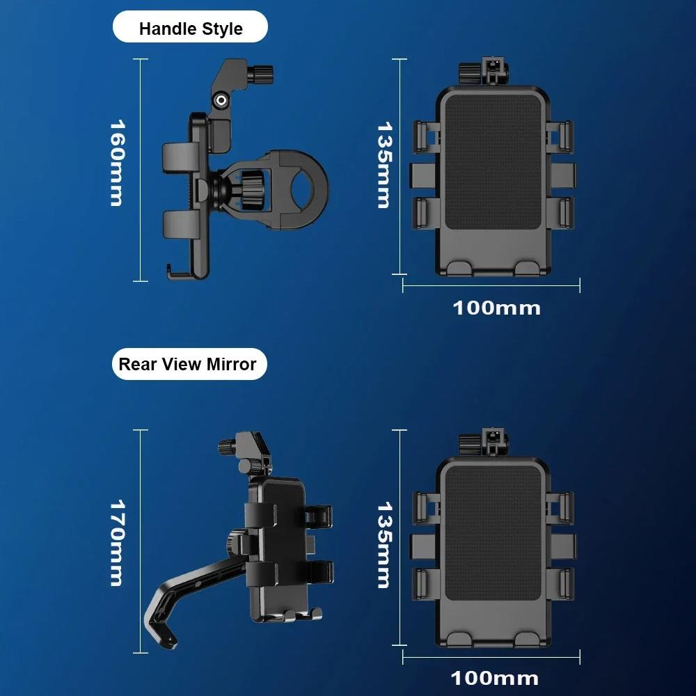 Outdoor Waterproof Motorcycle Bicycle Mobile Phone Holder Handlebar Mount For iPhone 15 14 Pro Max Redmi Note 13 Samsung Galaxy Google Moto Bike Stand