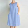 ZANZEA Women Casual Round Neck Solid Color Summer Sleeveless Dress