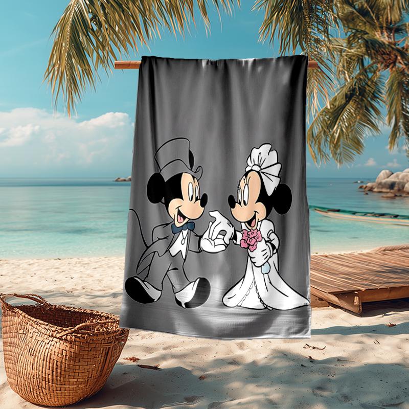 Ultra-Soft Beach Towel with Mickey-Minnie Theme,Ideal for Pool - Camping, Diving - Perfect Travel Essential, Vibrant Beach Towel.