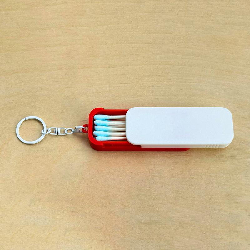 Mini Sliding Cotton Swab Storage Box With Keychain Portable Swab Case For Travel And Daily Use Dust-Proof Keeps Clean!