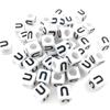 6x6mm Black Letter Beads On White Acrylic Squares for DIY Jewelry and Creative Accessories