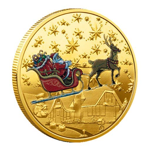 1/3/5Pcs Santa Claus Wishing Coin Collectible Gold Plated Souvenir Coins for Kids Merry Christmas New Year Commemorative Gifts