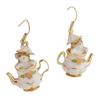 European and American creative cute women cartoon teacup chipmunk earrings necklace handmade Epoxy zodiac mouse pendant set