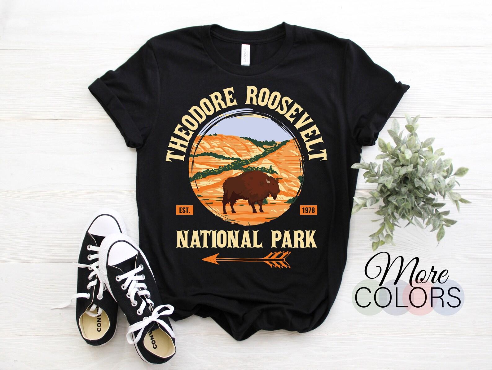 Theodore Roosevelt National Park US Vintage T-Shirt, USA North Dakota Parks Hike Lover Gifts, Outdoors Camping, Travel Present Souvenirs. 160