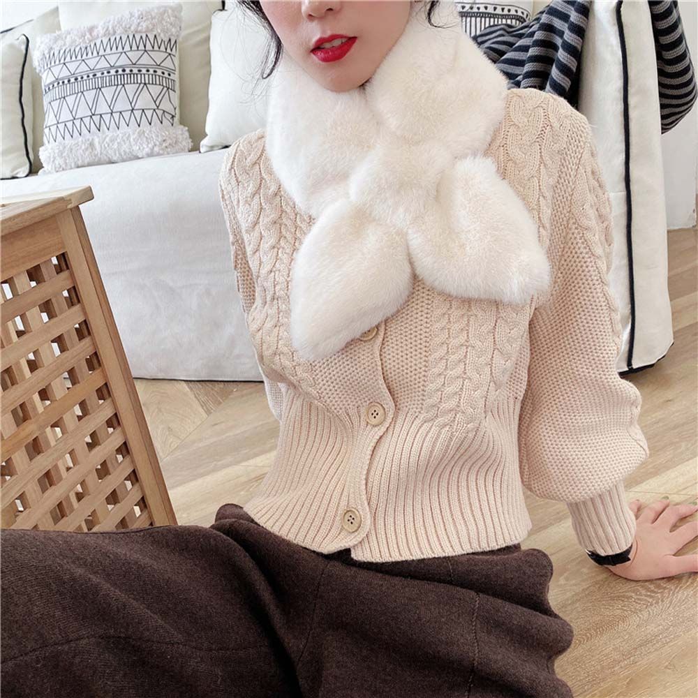 Plush Comfortable Neckerchief Imitation Rabbit Fur Scarf Korean Style Wraps Women Cross Scarf