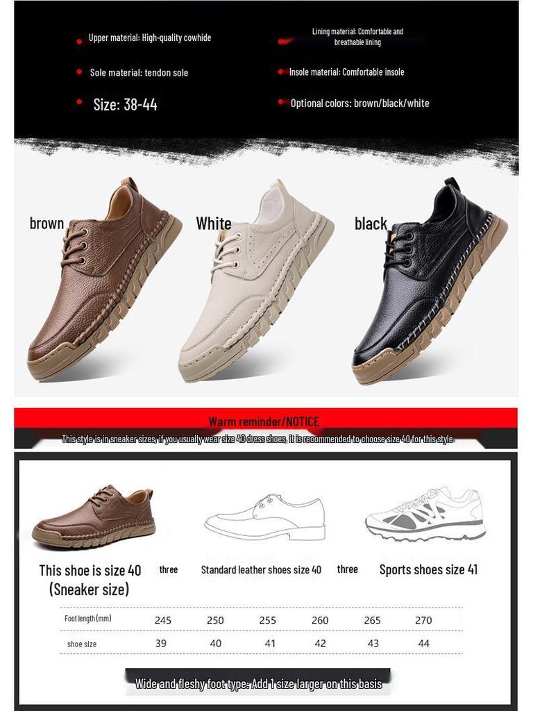 Men's Genuine Leather British Style Casual Loafers - Soft Sole, Slip-on, Black