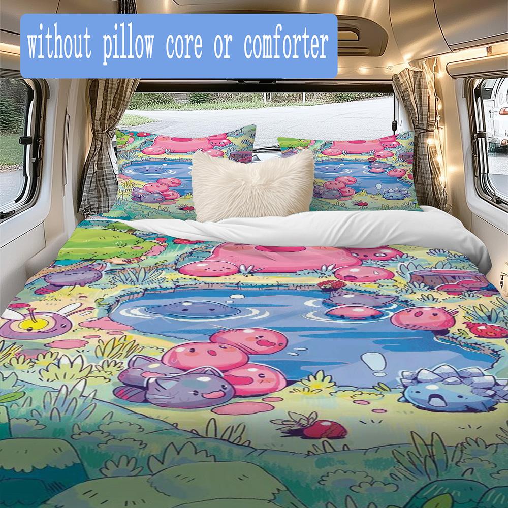 Slime Rancher Pattern Bedding,Quilt Set Quilt Cover Pillowcase Home Birthday Gift (1*duvet Cover+2*pillowcase,without core)XSJT0917478