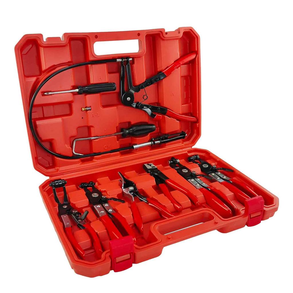 7Akiranoai 9-Piece Hose Removal Tool Set, Hose Clip Pliers, Wire-Type Long Reach Hose Clamp Pliers for Fuel, Oil, and Water Hoses, Automotive Tool