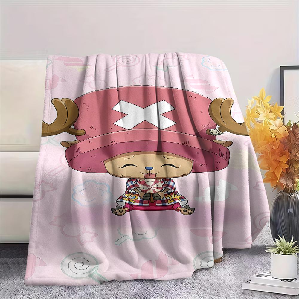 One Piece Charakter Print Flaneldecke, Hohe Qualität, Bequem für alle Jahreszeiten, Heimdekoration, Wärme und Komfort, Perfekt für Weihnachtsgeschenke