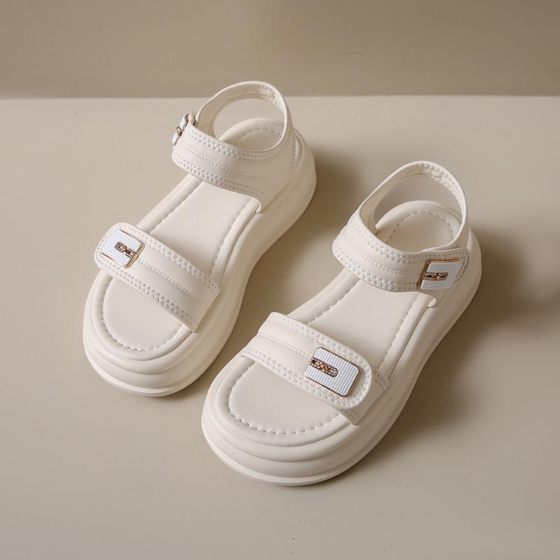 

Спортивные сандалии женские летние на толстой подошве популярные большого размера римские сандалии крутые 2025 новые пляжные туфли на мягкой подошве 35 белый