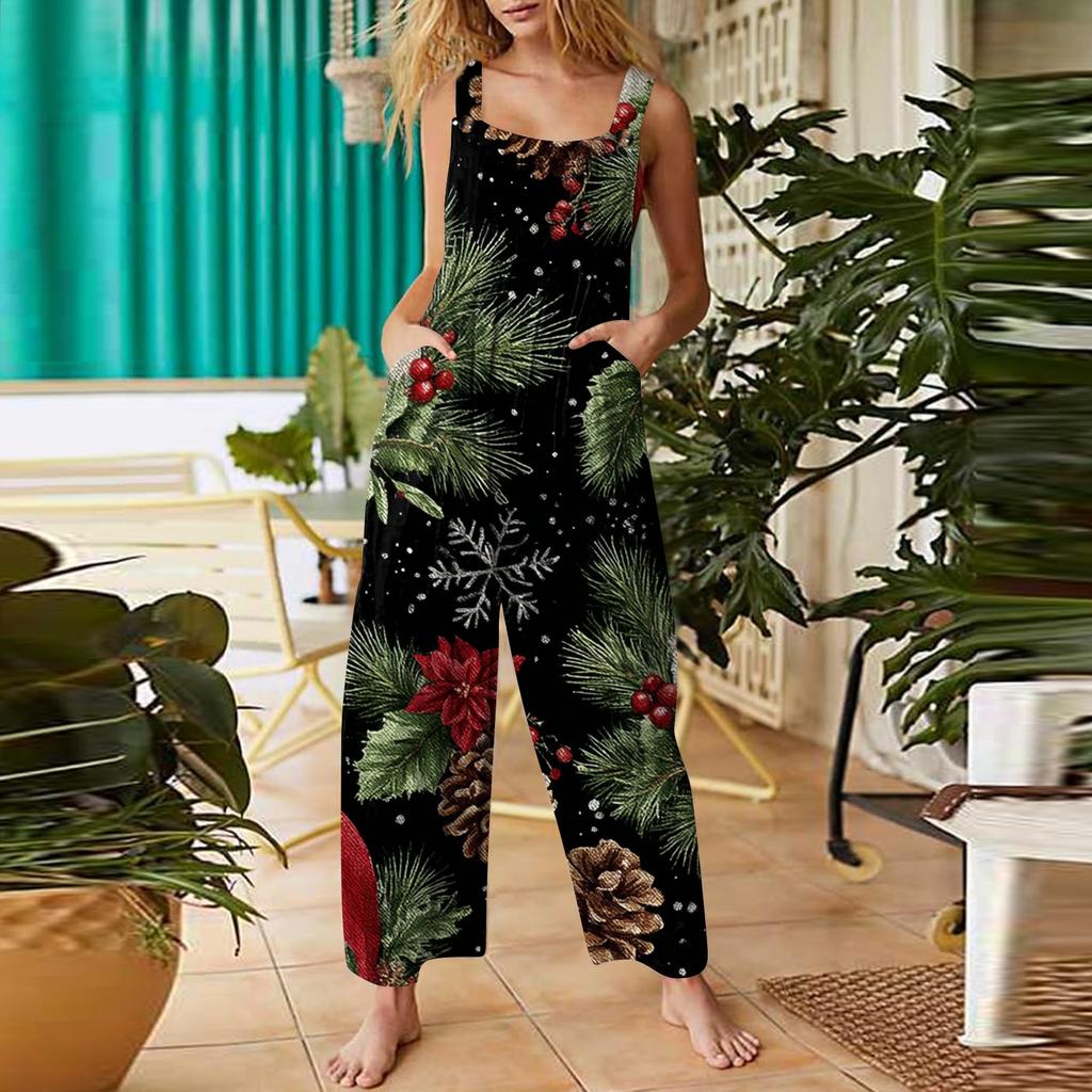 Damen Casual Overalls Jumpsuits Verstellbare Träger Ärmellos Sommer Niedlich Bequem Strampler Mit Tasche