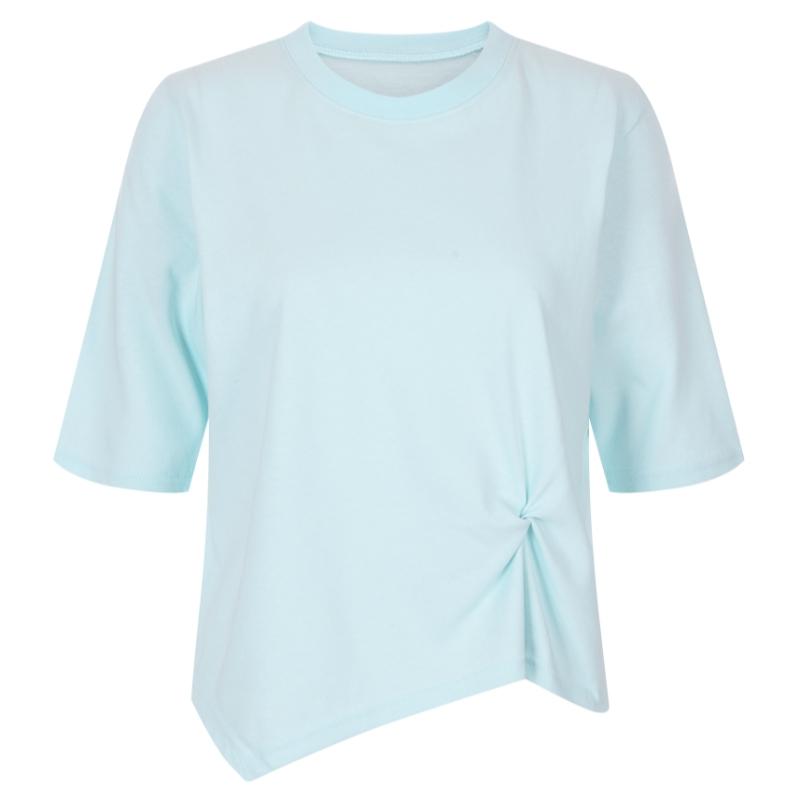Shop   Women Round Neck TwisTed Crop ShorT Sleeve T shirT Black Dai Wsh 20418