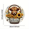 Farmhouse Rustic Metal Wall Art Sunflower Cow Welcome Sign Iron Home Decor