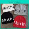 Streetwear Letter Matin Knitted Beanie Warmth Ear Protection Cold Cap Seasons