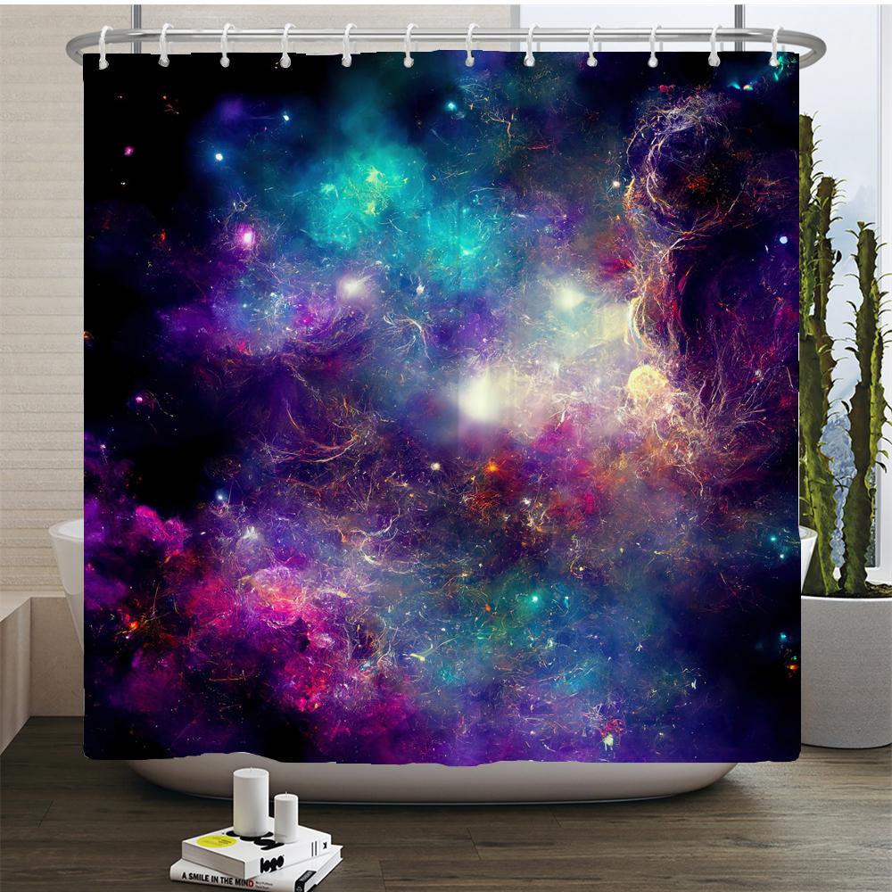 Spazio dei Sogni Galassia Stellata Universo Telo Doccia Impermeabile in Poliestere con Ganci per Vasca da Bagno Schermi Bagno Decorazione Tessuto da Parete