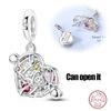 Argent S925 Chat Citrouille Carte à Jouer Ours de Diplôme Cheval de Mer 3mm Breloques Perles Design DIY Bijoux Fins