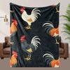 Chicken-Themed Flannel Blanket - Soft, Breathable Polyester with Vibrant Rooster & Hen Design, Perfect for All Seasons,