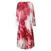 Fashion Womens Loose Long Sleeve Long Dress Round Neck Slit Pocket Ladies Dress