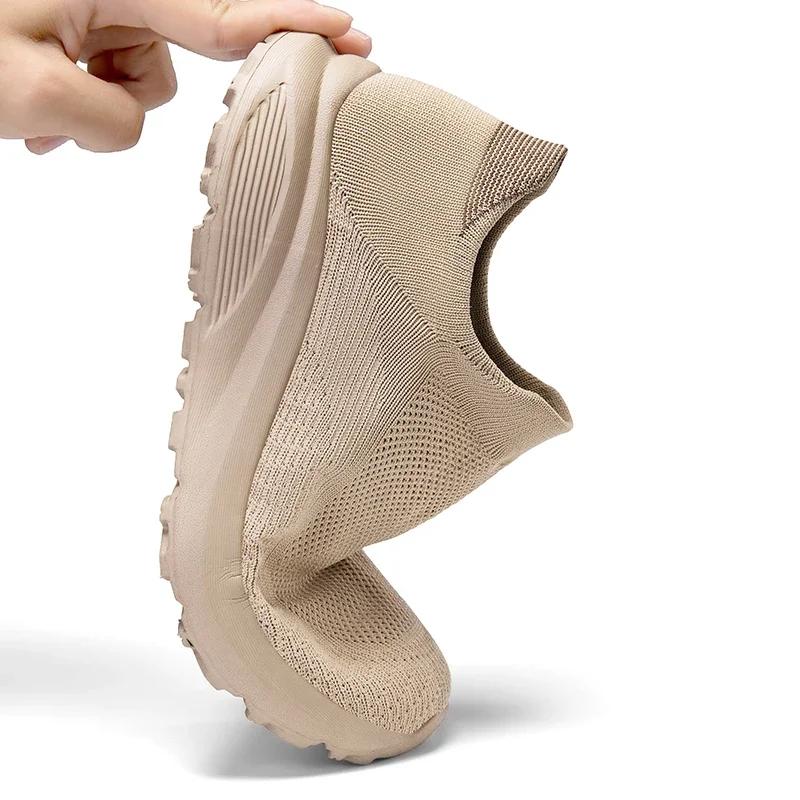 Wide Last Sock Shoes 2025 Mesh Woven Sports Shoes One Foot Lazy  Breathable and Comfortable Casual Men Trendy Running Shoes