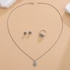 European & American 8 Hearts & Arrows Engagement Ring, Stud Earrings & Necklace Set