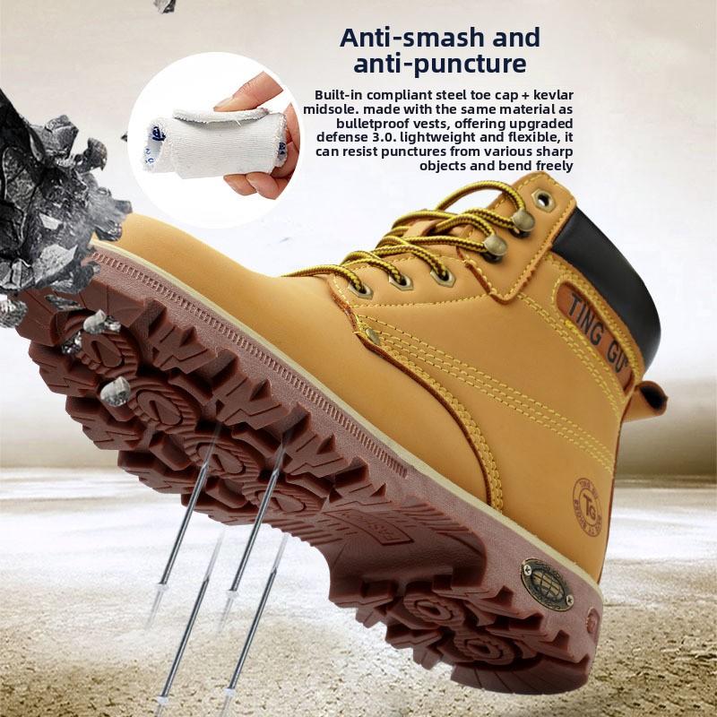High Quality Safety Shoes Steel Toe Men's Boots Anti-smash Anti-puncture Work Boots Wear-resistant Slip-Resistant Winter Boots