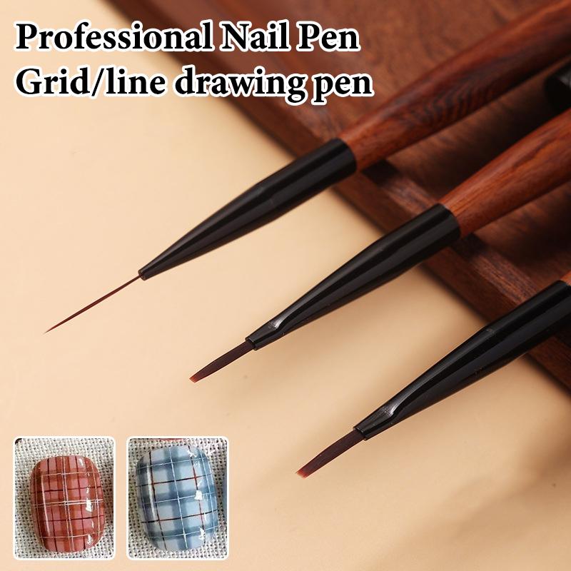 DIY Design Manicure Tools Nail Art Brush Checker Sandalwood Nail Drawing Painting Long Line Brush Nail Art Tool Painting Brushes