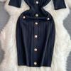 New Summer Women Lapel Knitted Sweater Solid Dress Short Sleeve Sheath Bodycon Mini Party Dresses